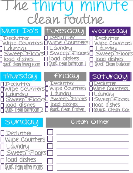 becoming becca organize your life cleaning schedule daily cleaning chart