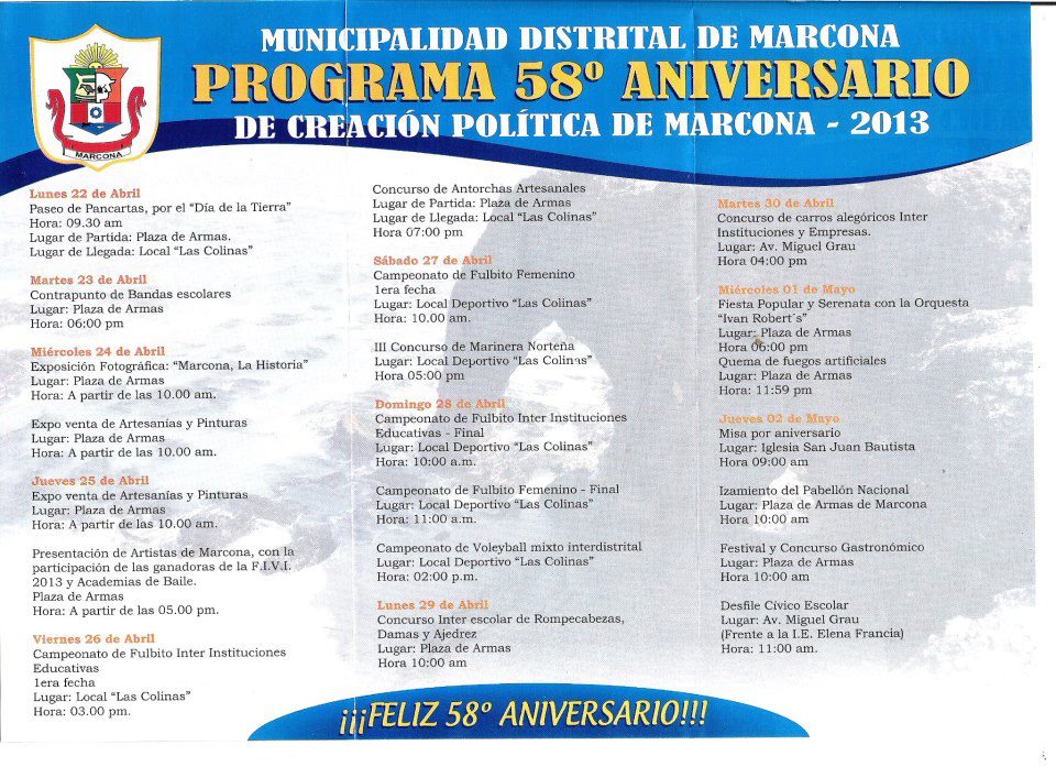 Programación oficial por el 58° aniversario de creación política ... Programación oficial por el 58° aniversario de creación política ...