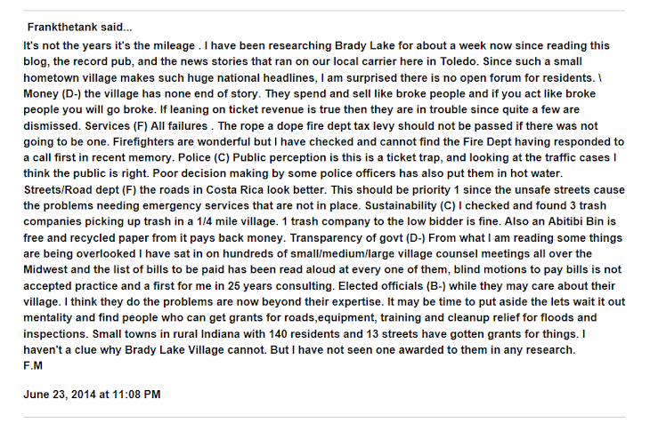 Brady Lake Village officials don't have a clue what honesty in government really means.