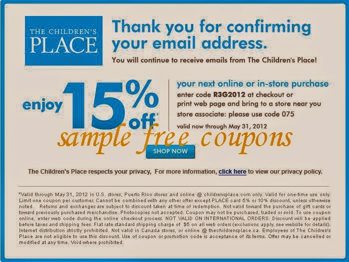 Childrens Place Coupons January 2015
