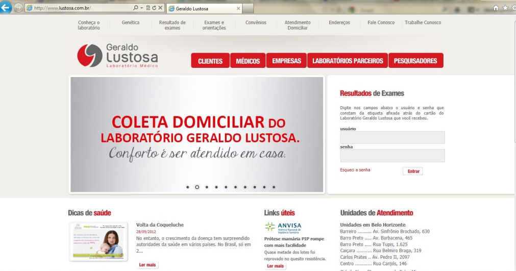 Geraldo lustosa resultado exame