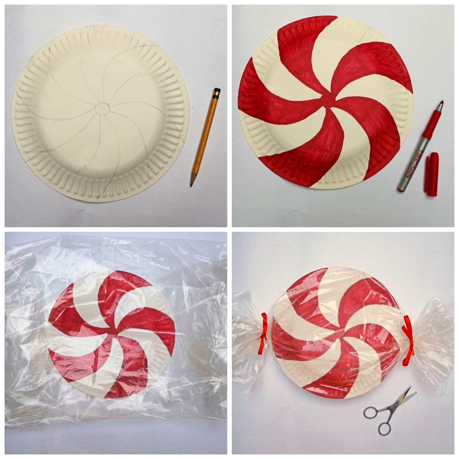 These peppermints are made out of paper plates and make adorable Christmas home decorations! Click through for full tutorial