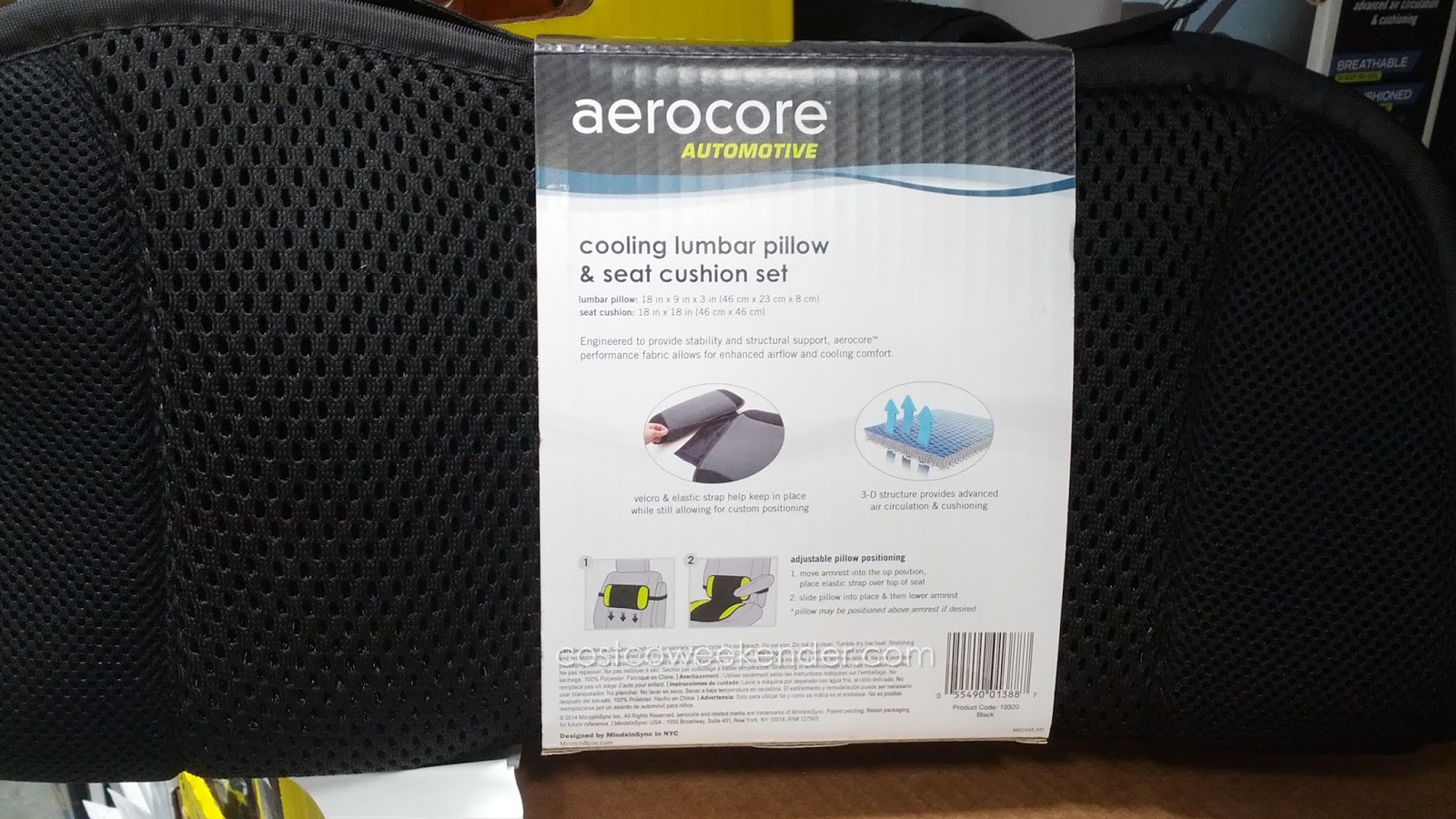 Aerocore Cooling Lumbar Pillow and Seat Cushion Set Costco Weekender