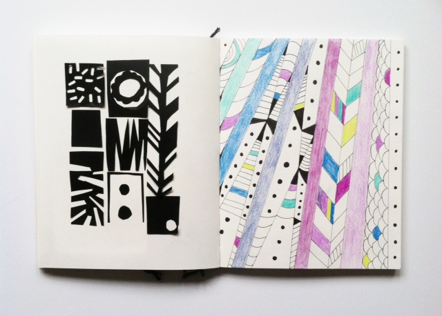 2x2 Sketchbook, Dana Barbieri, Anne Butera, sketchbooks, artist collaborations, collage, drawing