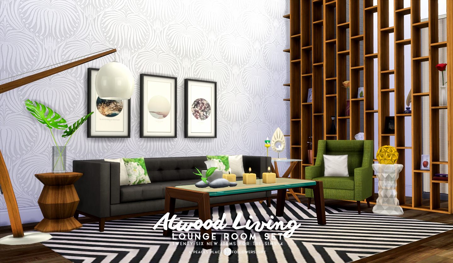 Sims 4 CC's The Best Atwood Living Lounge Room Set by Peacemaker