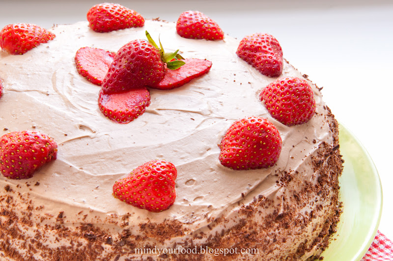 mind your food Gâteau aux fraises et mousse de chocolat au mascarpone