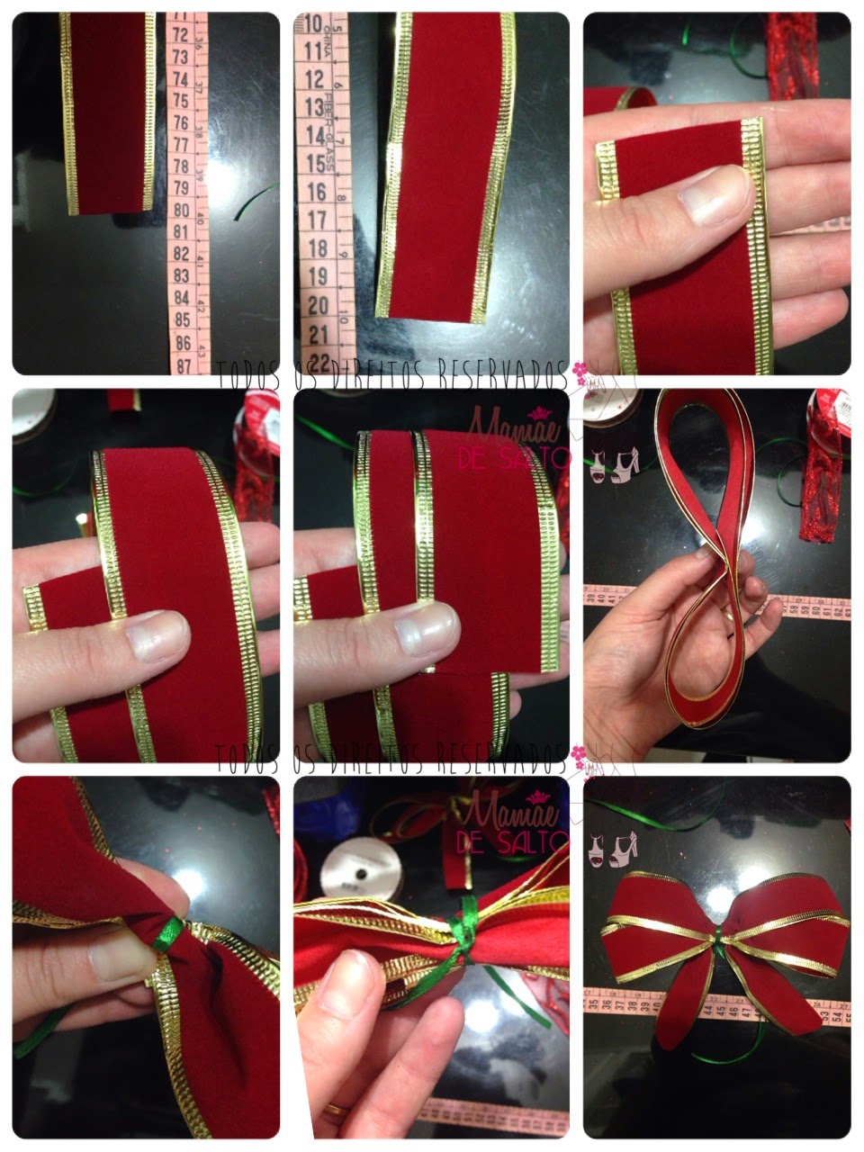 fotorial foto tutorial de como fazer laço para o Natal => todos os direitos reservados blog Mamãe de Salto