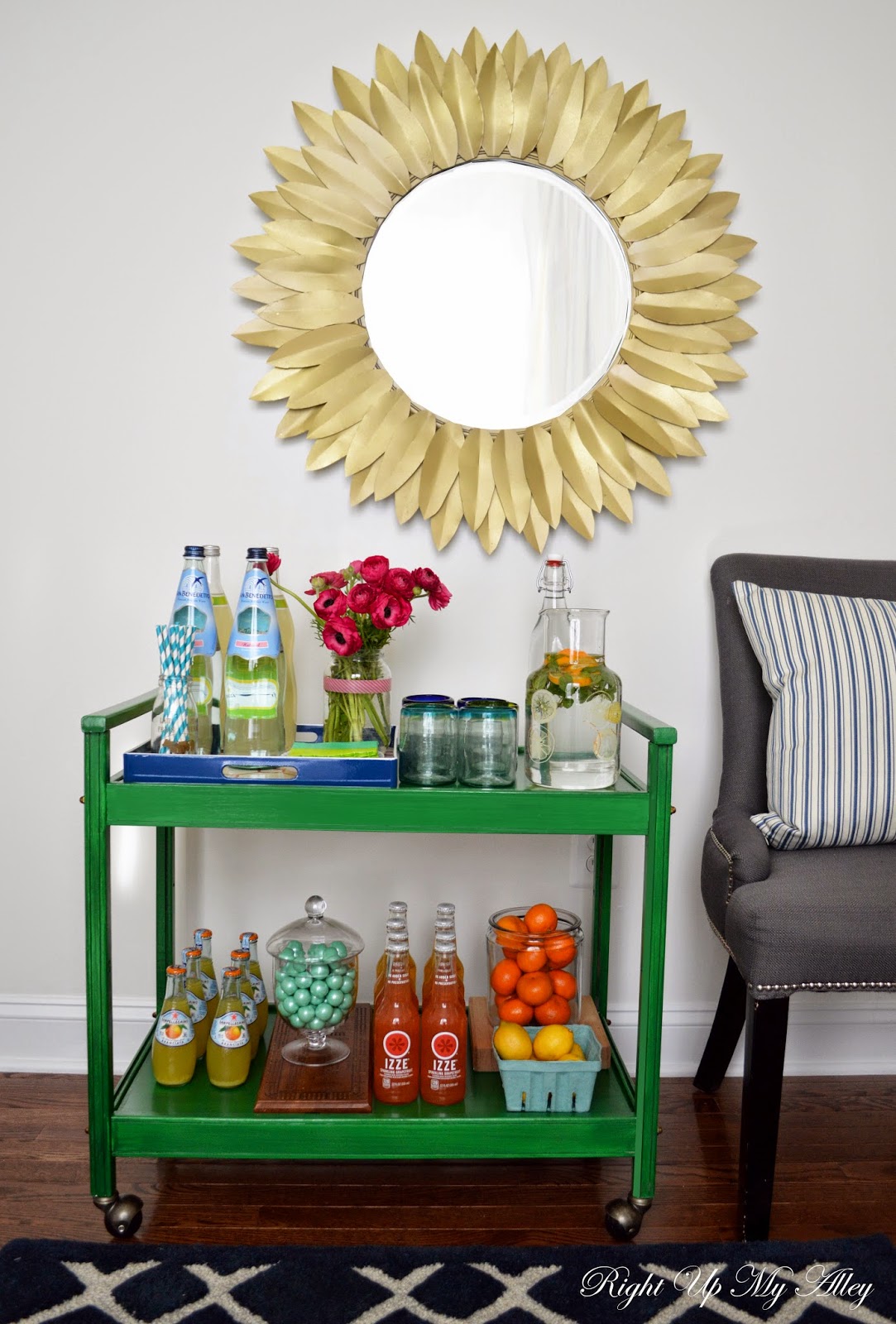 Right up my alley DIY Bar Cart and Gold Leaves Mirror