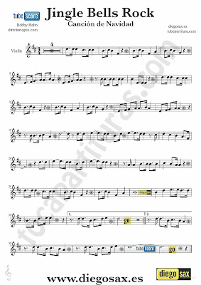 Tubescore Jingle Bells Rock sheet music for Violin Christmas Carol Traditional Music Score