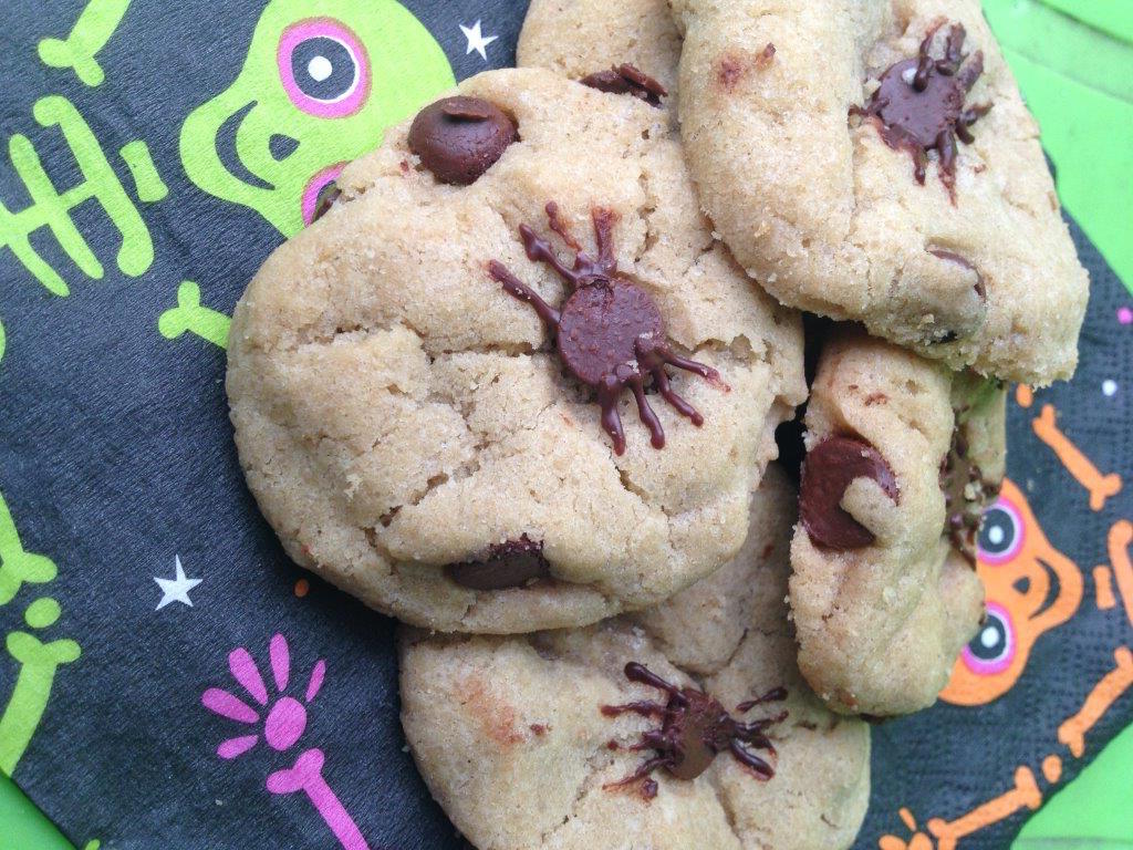 Halloween Chocolate Chip Spider Cookies