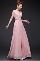 Short Sleeve Rose Lace Heavily Sequined Evening Maxi Dress