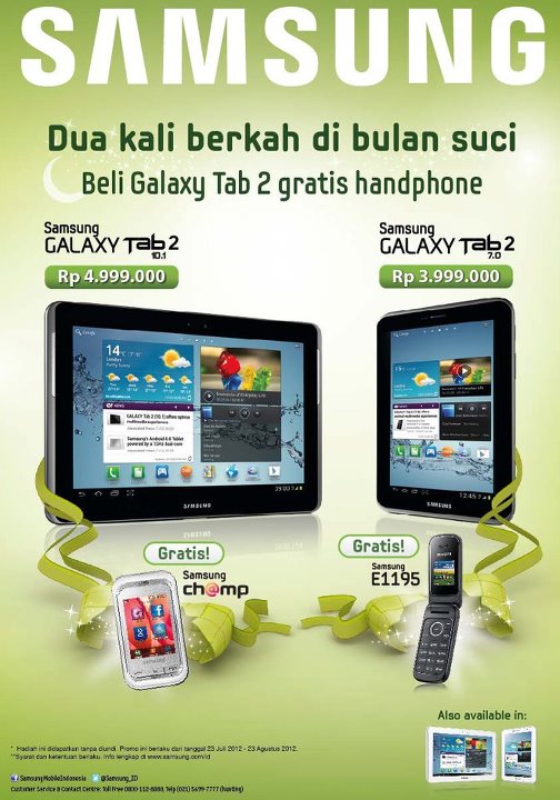 Promo Galaxy Tab 2 Beli Tablet Gratis Handphone
