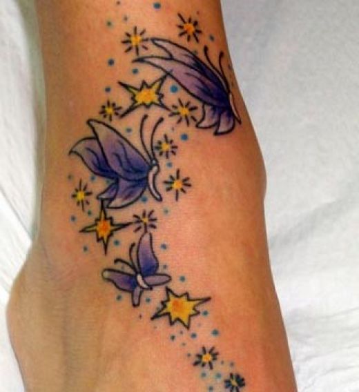foot tattoos for women. Butterfly foot tattoo