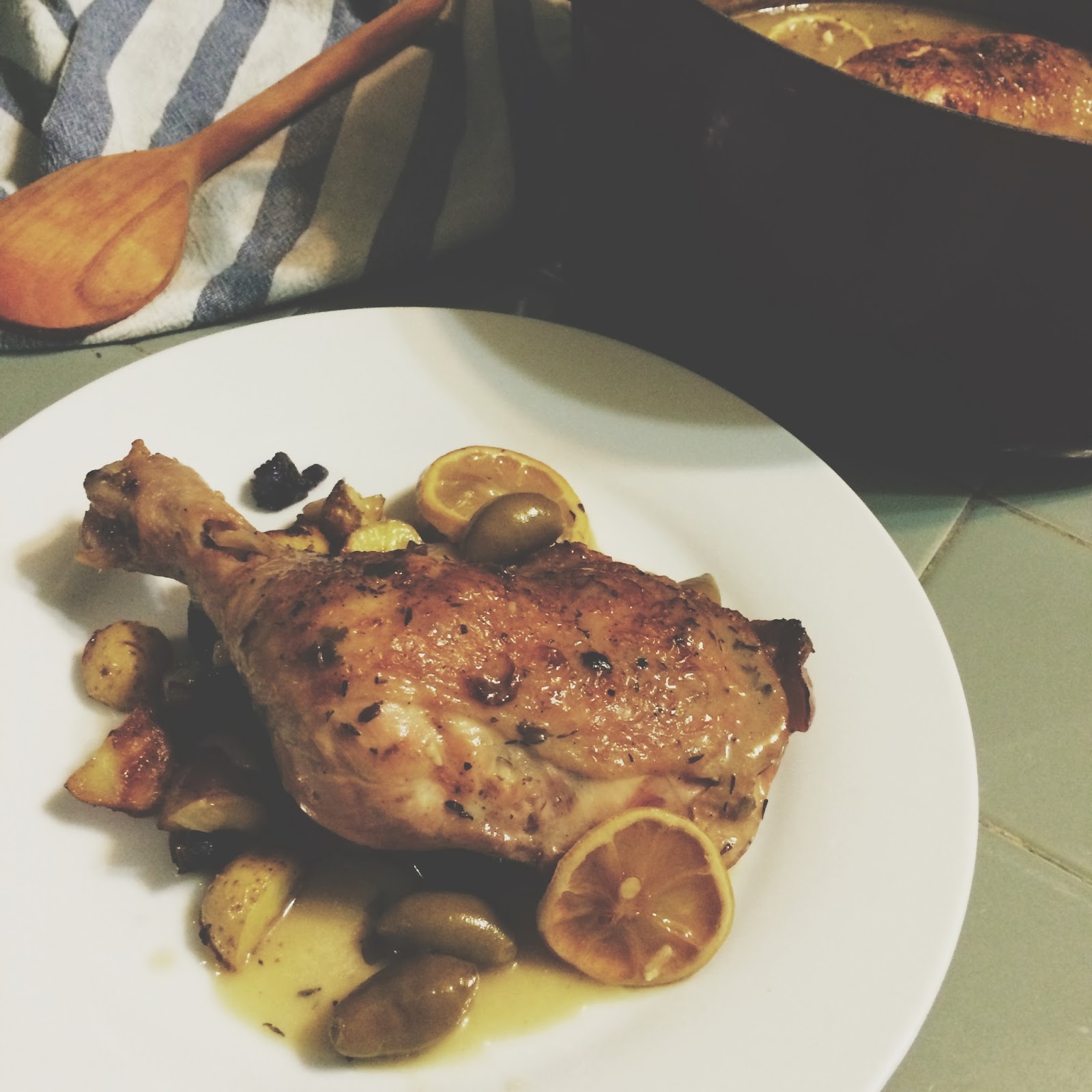 Ginger in the Kitchen White Wine Braised Chicken with Olives and