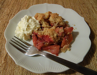 Plate of Nectarine Crumble and Whipped Cream