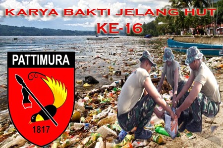 Kodam XVI Pattimura Lakukan Bersih Pantai Jelang HUT ke-16 1 BAKTI%2BKARYA