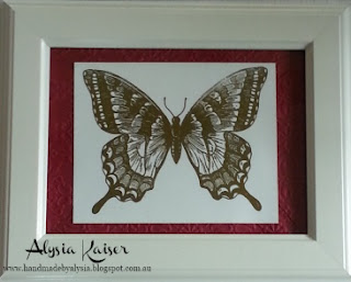 Swallowtail framed art Stampin' Up! Alysia Kaiser gold embossed raspberry ripple swallowtail
