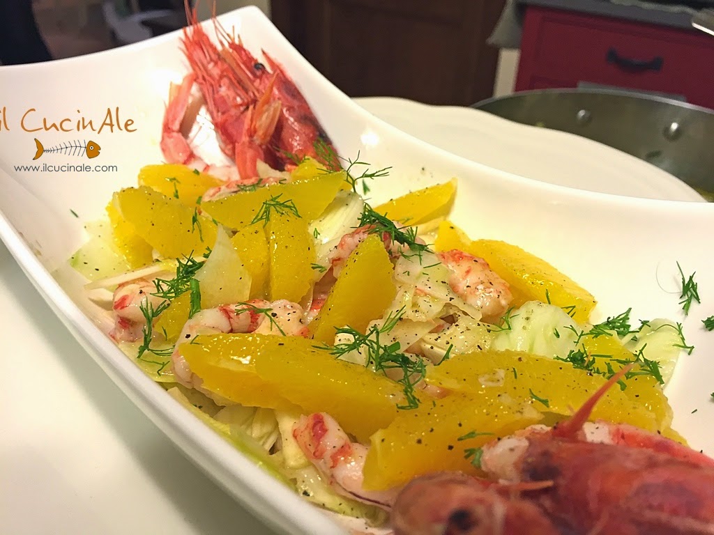 Insalatina di gamberi rossi, finocchi e arance da il su