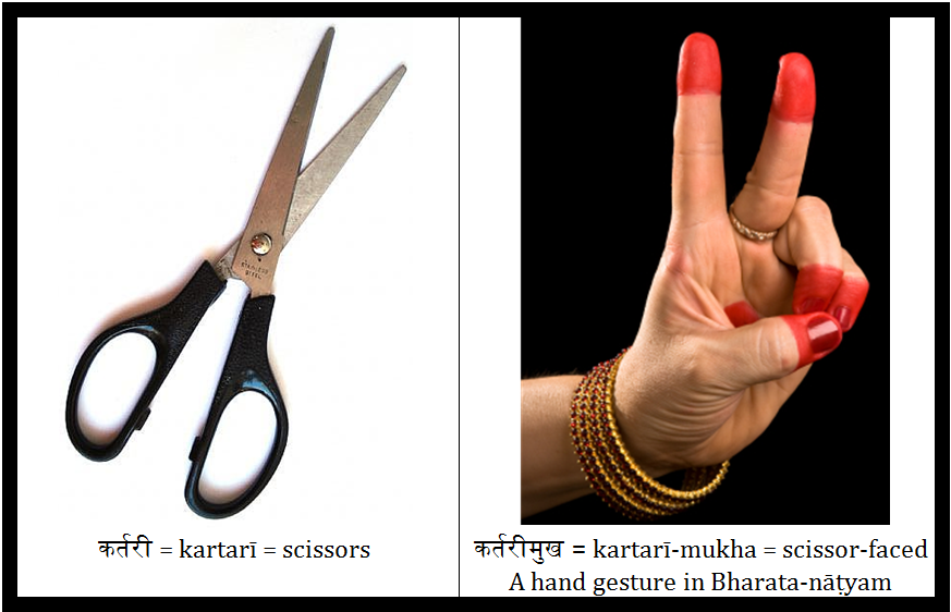 Practical Sanskrit scissorfaced, कर्तरीमुख, kartarīmukha