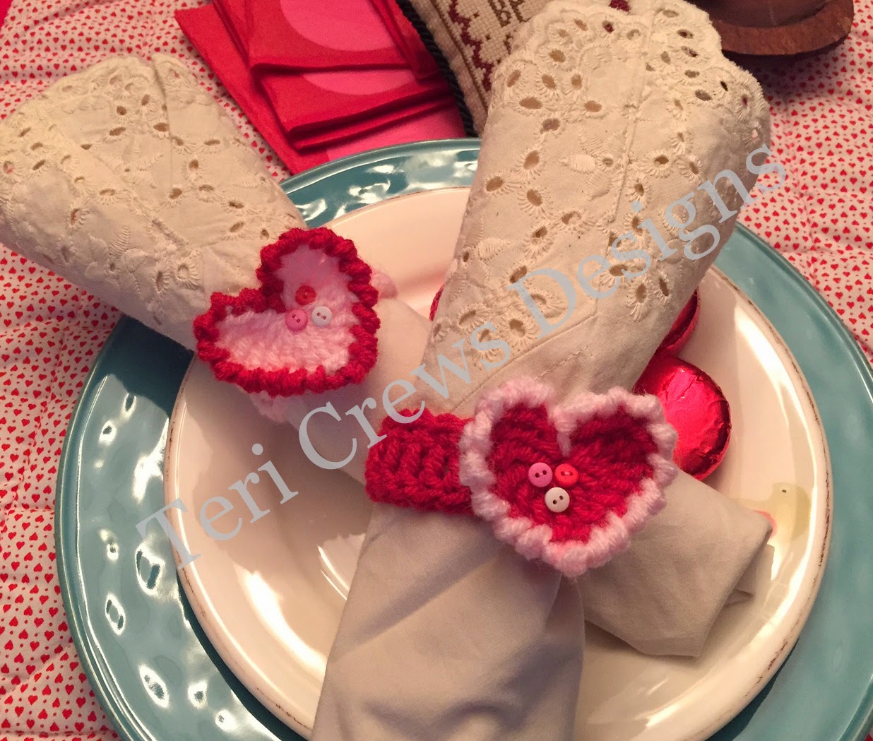 Teri's Blog Free Bunny Ear and Heart Napkin Ring Crochet Patterns