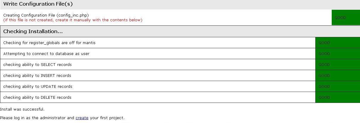 On succesful MYSQL authentication and database file creation, it will create