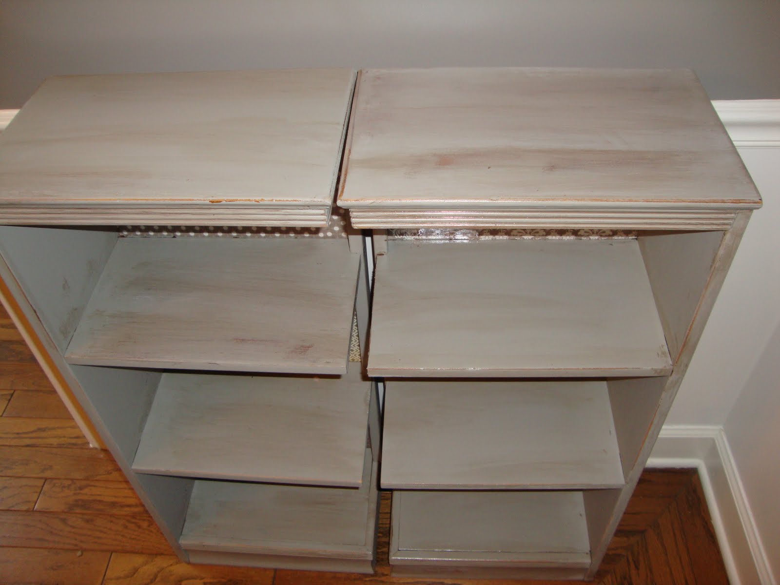 Amazing Grays Old bookcase revamp weathered, gray and chic