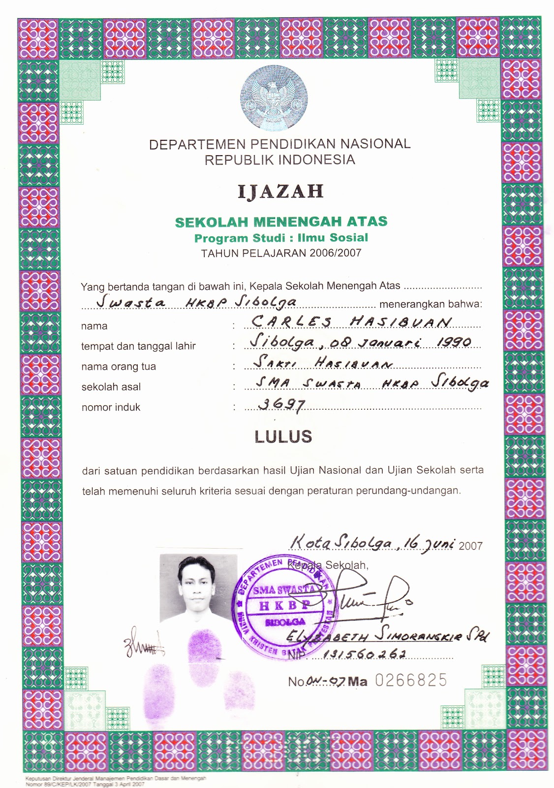 ssibolga IJAZAH SMA
