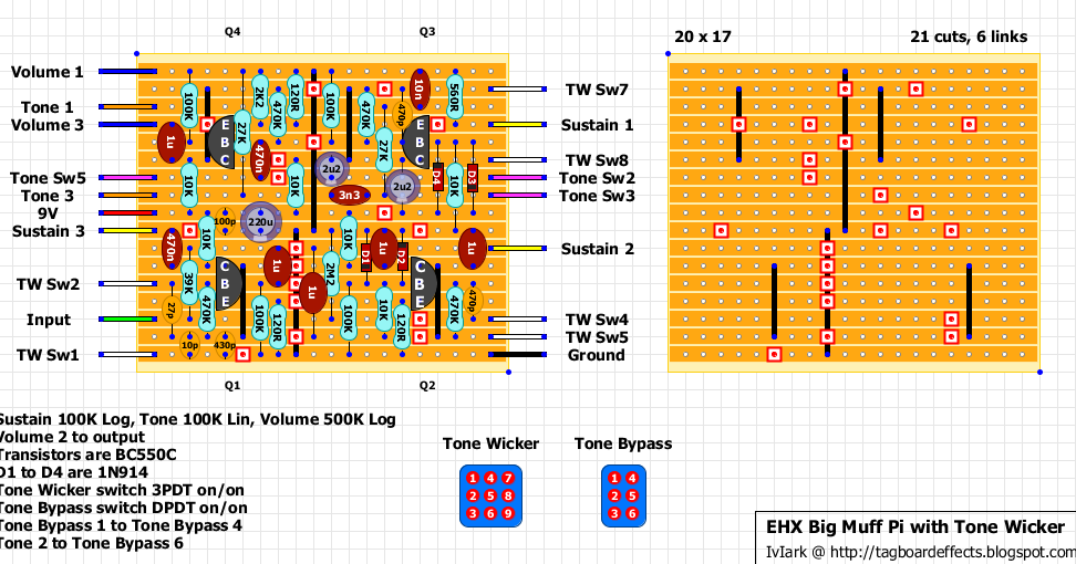 Guitar FX Layouts EHX Big Muff Pi with Tone Wicker