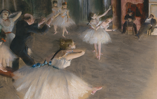 The Rehearsal Onstage (detail), c. 1874, by Edgar Degas (1834–1917) illustrating article by Richard Klass about overselling available interests.
