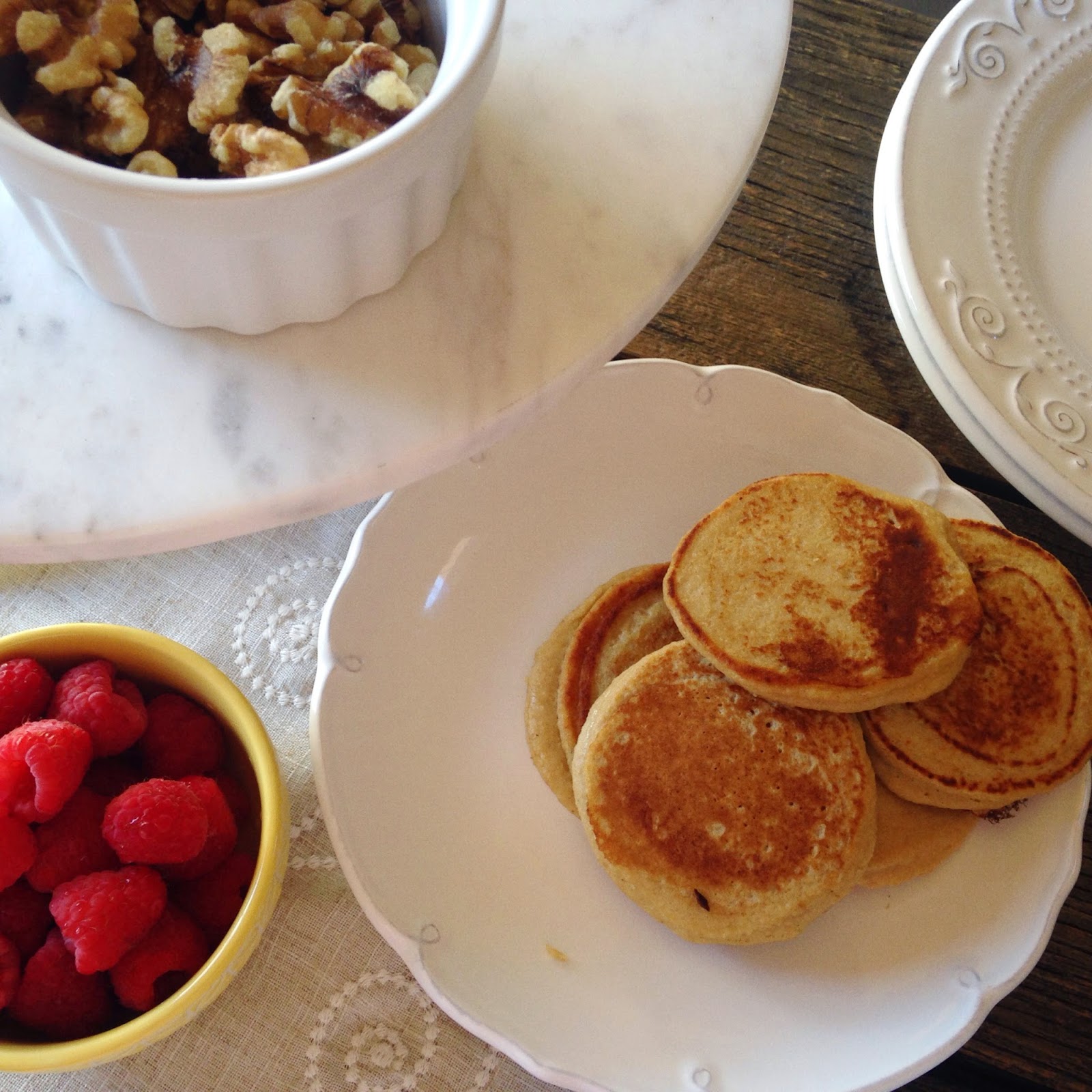 NourishRDs Apple Oat Pancakes (with Peanut Butter & Raspberry Topping)