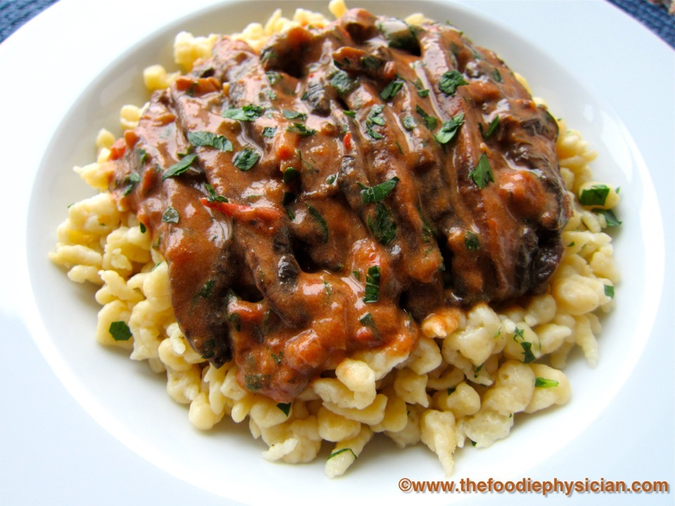 Dining With The Doc Portobello Paprikash With Spaetzle The Foodie Physician