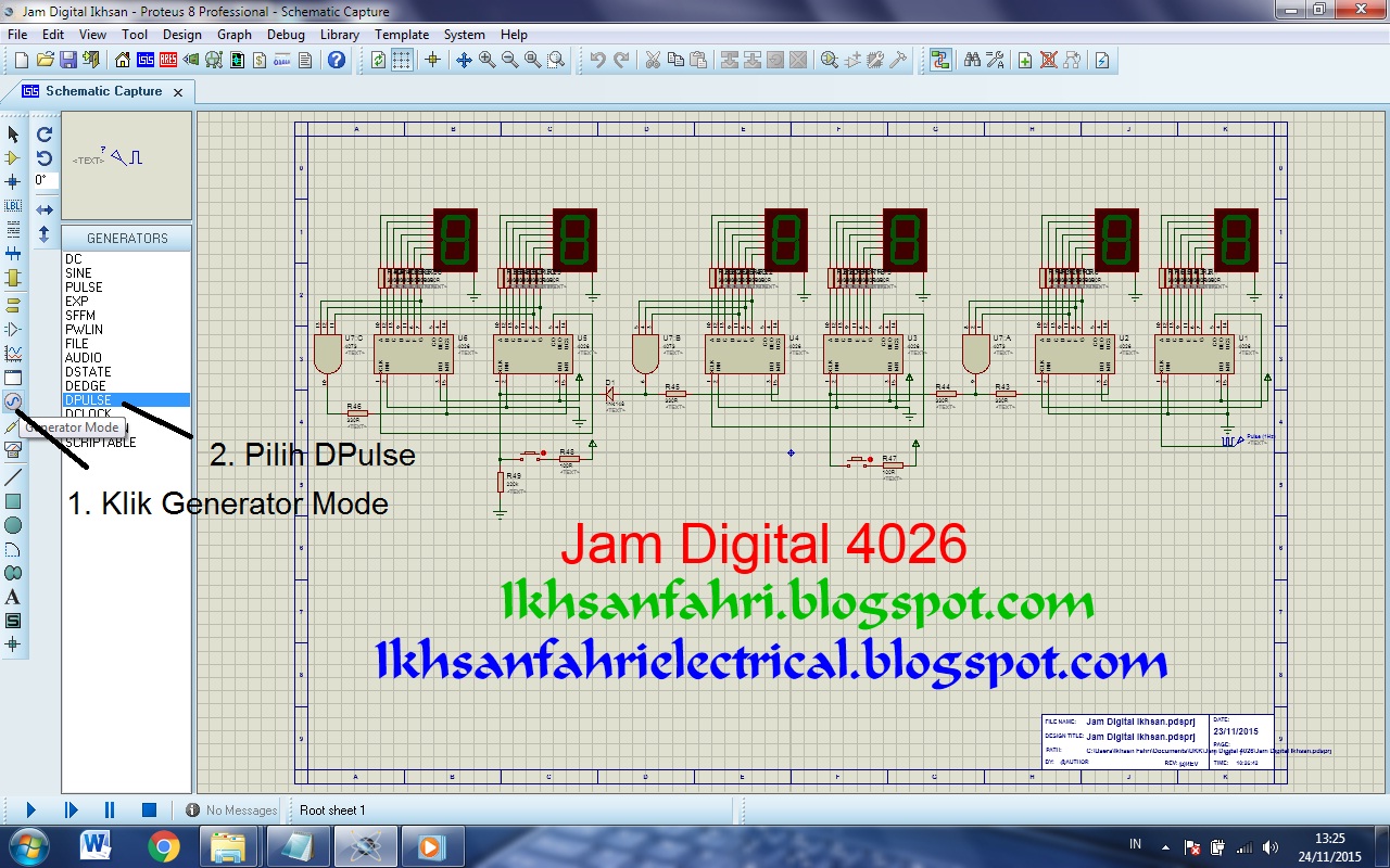 Simulasi Jam Digital dengan IC 4026 Pada Software Proteus