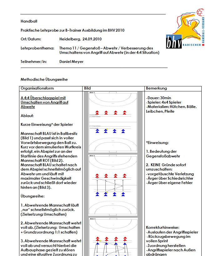 HANDBALLCOACHING.DE BLizenz Lehrprobe / Gegenstossabwehr