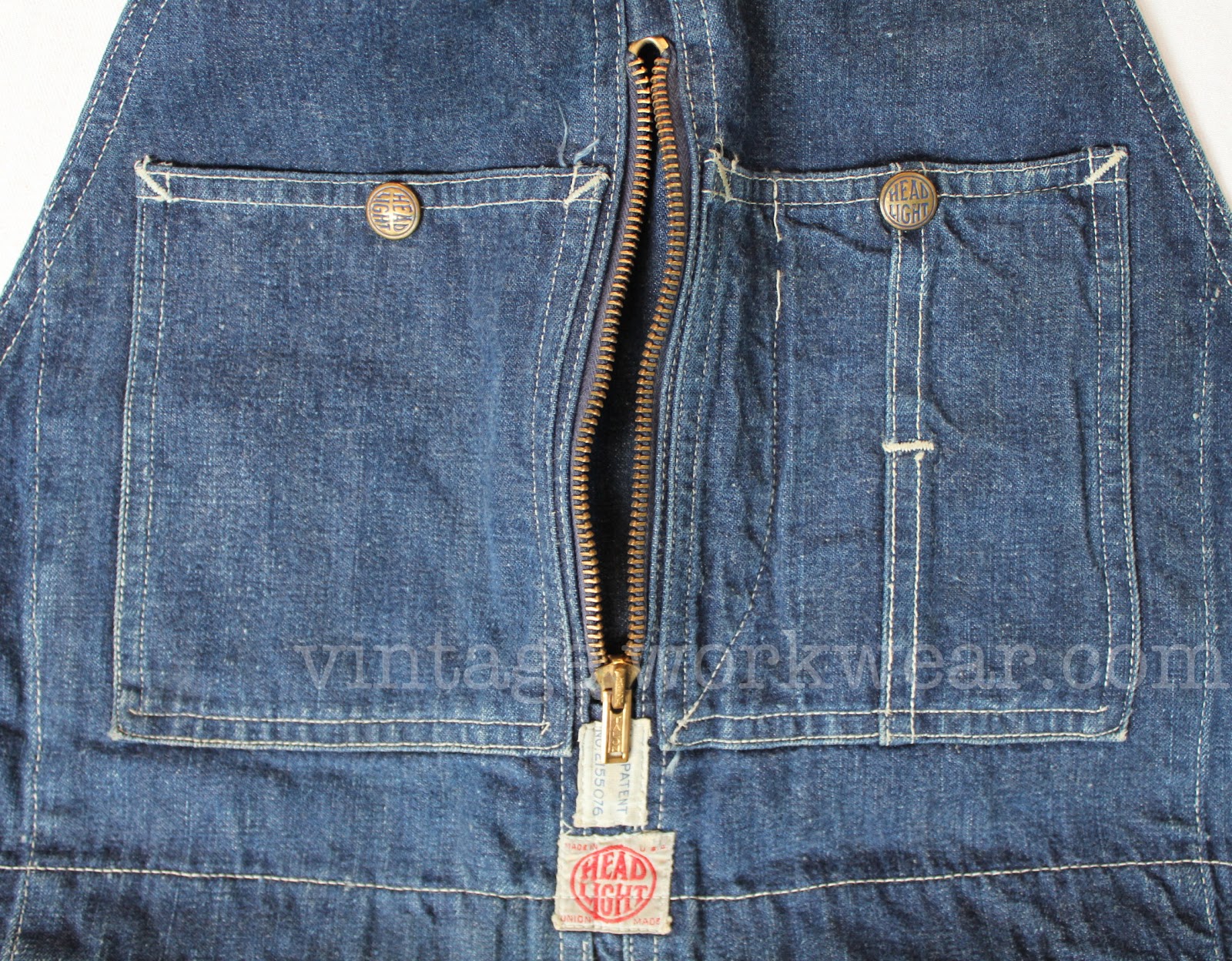 vintage workwear VINTAGE HEADLIGHT OVERALLS PATENTED BIB POCKET