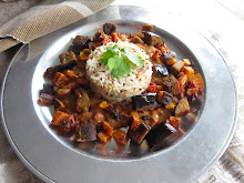 Rice Timbale, Bean Compote, Roasted Squash and Eggplant