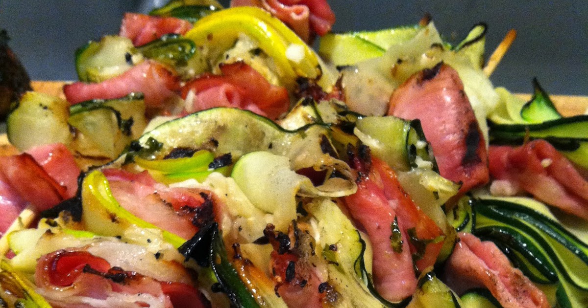Prosciutto and Zucchini Skewers with Mint Dressing