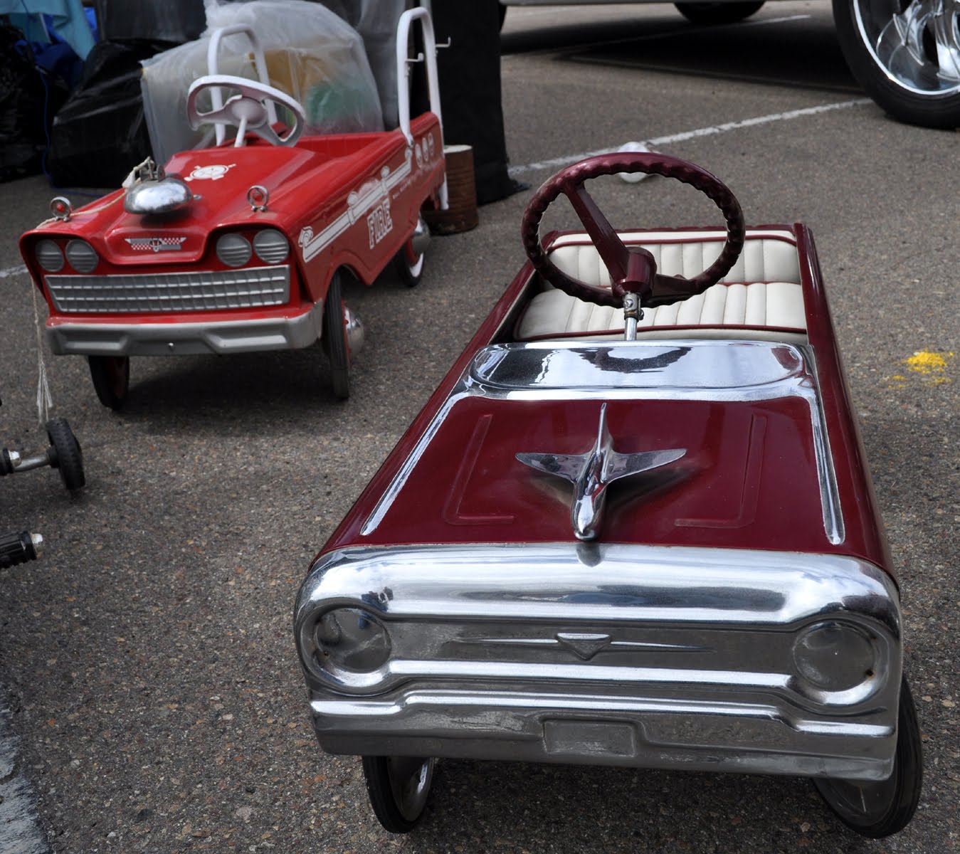 Just A Car Guy pedal cars at the annual stadium swap meet (more like a big garage sale)