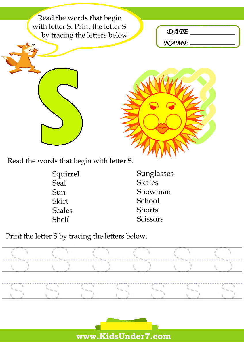 kids under 7 alphabet worksheets trace and print letter s letter s worksheets for preschool