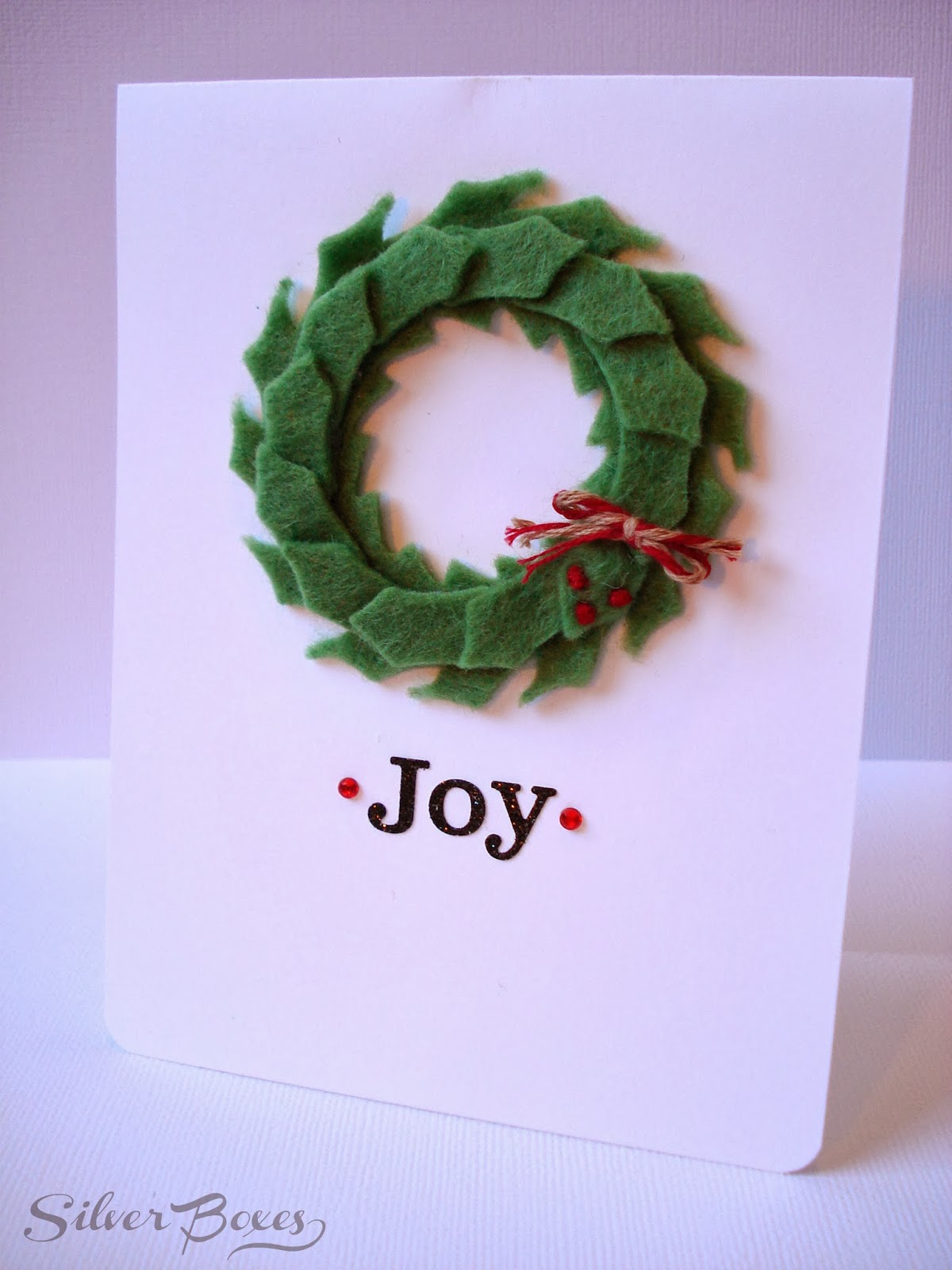 silver boxes five days of handmade christmas cards day five felt christmas cards wreaths