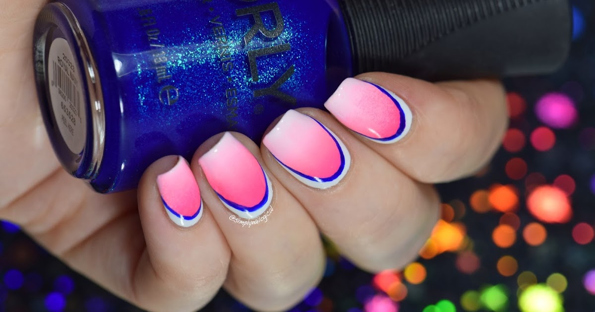 Simply Nailogical: Pink to white gradient with contrast ruffian border