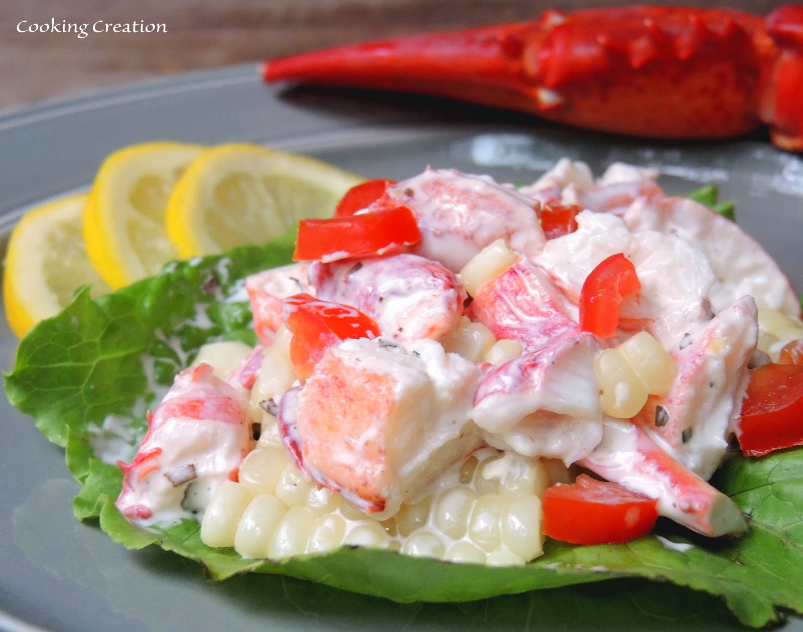 Cooking Creation Lobster & Corn Salad Lettuce Wraps with Tarragon