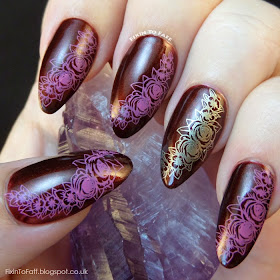 Floral stamping mani using bornprettystore stamping plate QA89.