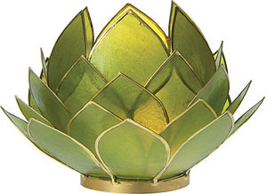 Capiz Lotus Candle Holder made of natural shells from Luna Bazaar