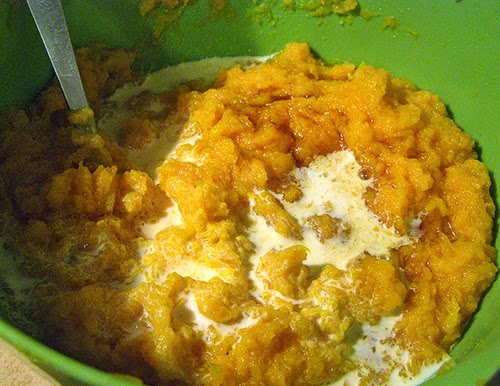 Large Bowl of Mashed Butternut with Cream and Maple Syrup