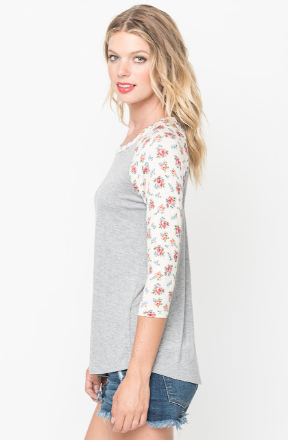 floral raglan tee