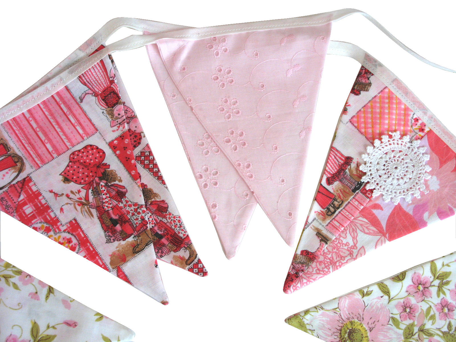 MerryGoRound Handmade Holly Hobbie Vintage Pink Flag Bunting for