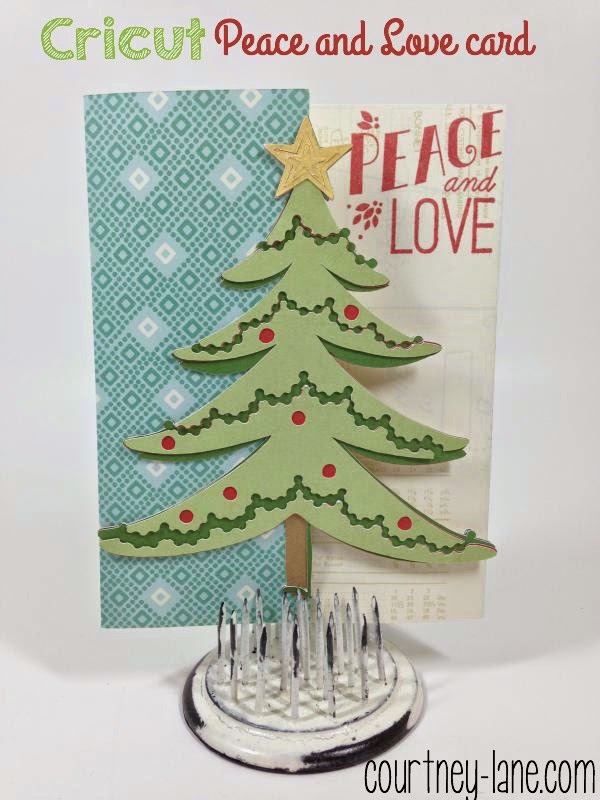 Cricut Peace and Love Christmas tree card