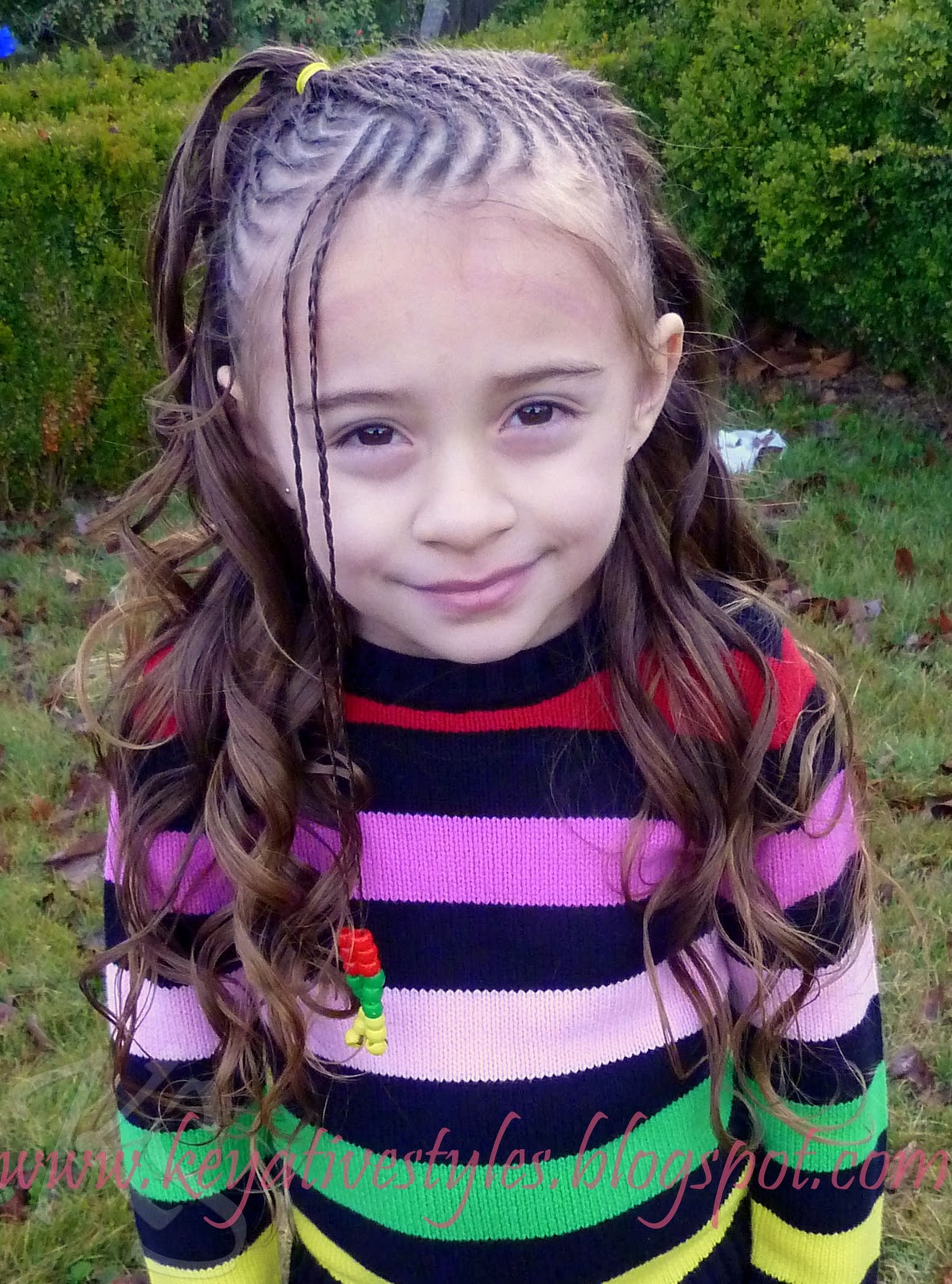 Keyative Styles Style Remix Half Back Cornrows With Curls (Half Up