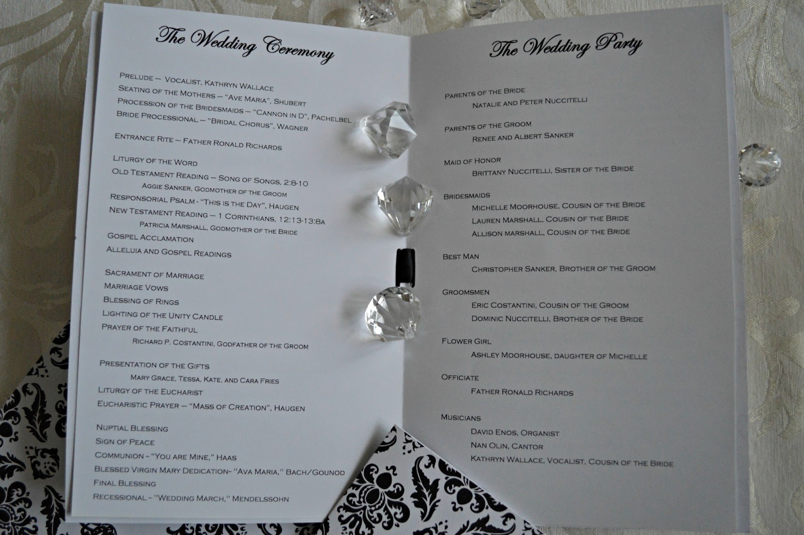 Inspired I Dos: Damask Wedding Programs for Catholic Wedding Mass