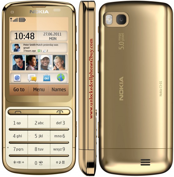 NOKIA LAUNCHED A GOLD EDITION UNLOCKED CELL PHONE NOKOIA C301 REVIEW